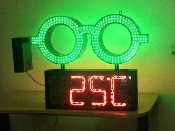Letreros publicitarios para opticas (3 Orlas de Led: Verde + Reloj Temperatura)